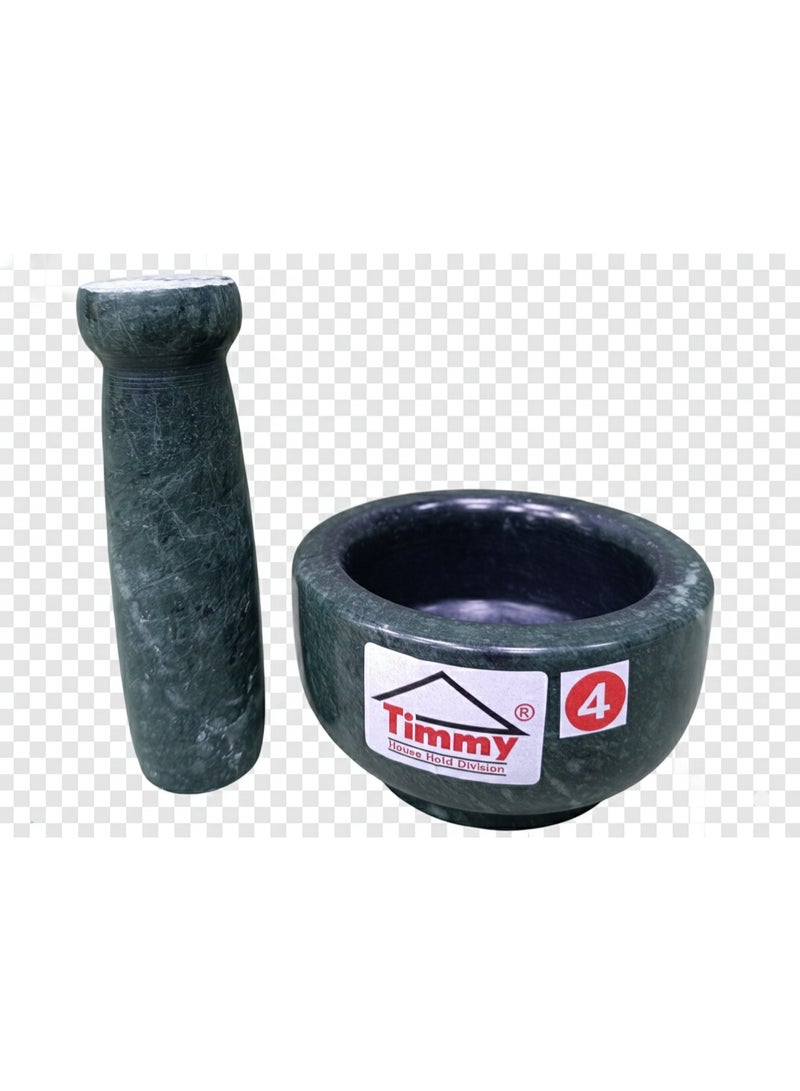 Timmy Marble Kundi 4x2.5 Inch Green | Mortar and Pestle Set | Heavy Duty Stone Grinder for Spices, Masala & Chutney | Durable & Easy Clean | Traditional Kitchen Tool