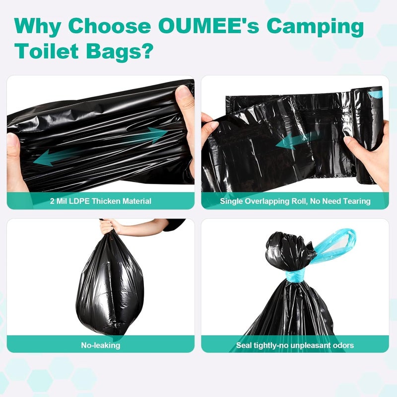 OUMEE 30 Portable Toilet Bags with 30 Poo Gel Set, 8 Gallon Camping Toilet Bags with Absorbent Gels, Waste Bags, Portable Trash Bag for Camping Potty, Rvs Travel (Lemon-[30Bags+30Gel Packets]) - Image 4