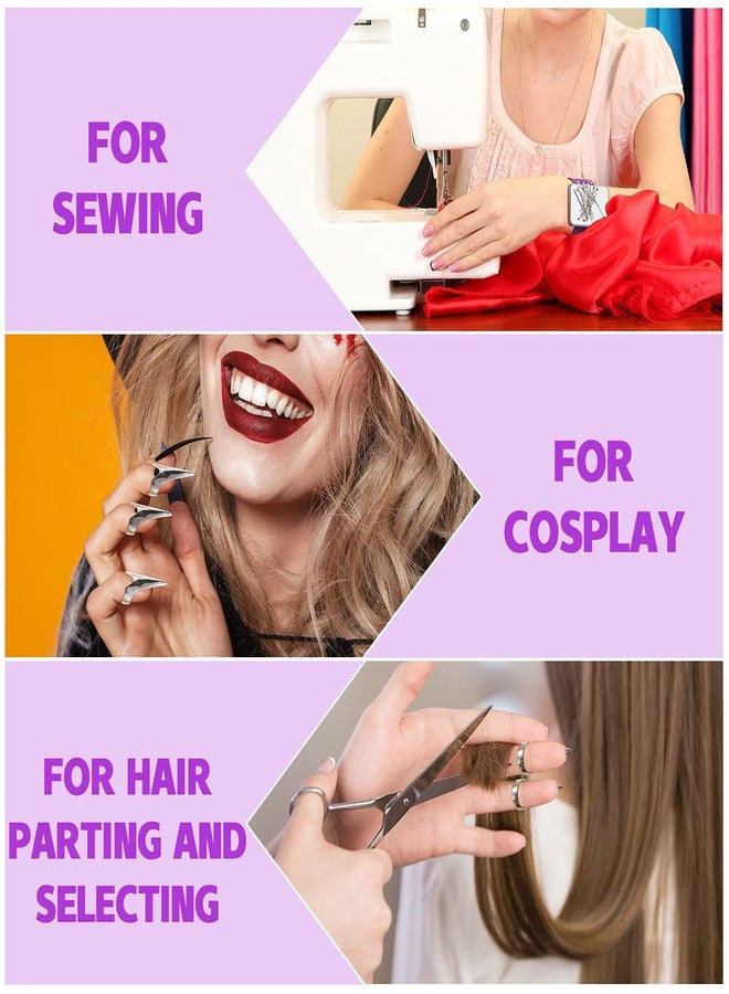 Patelai Stitch Braid Tool Finger 10 Hair Parting Ring,Purple, Silver - Image 3
