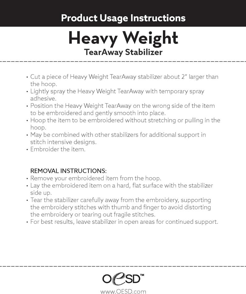 OESD Heavy Weight Tear Away Embroidery Stabilizer 15 x 10 Yd Roll - Image 3
