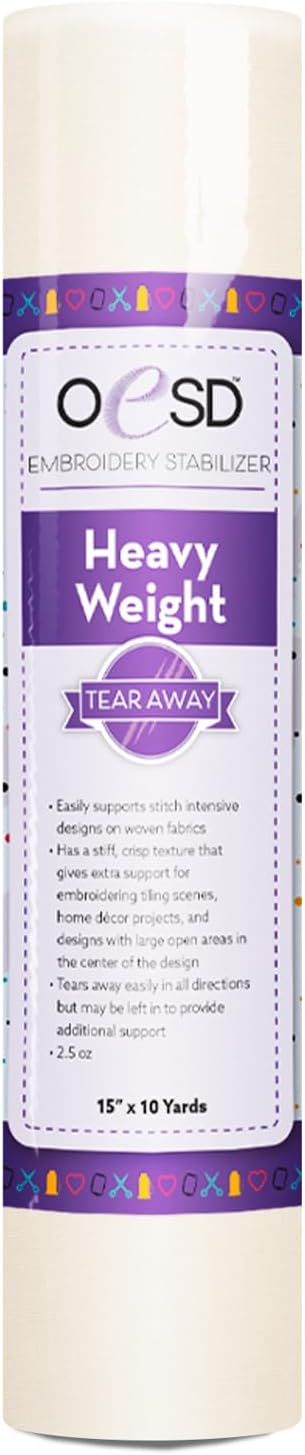 OESD Heavy Weight Tear Away Embroidery Stabilizer 15 x 10 Yd Roll - Image 1