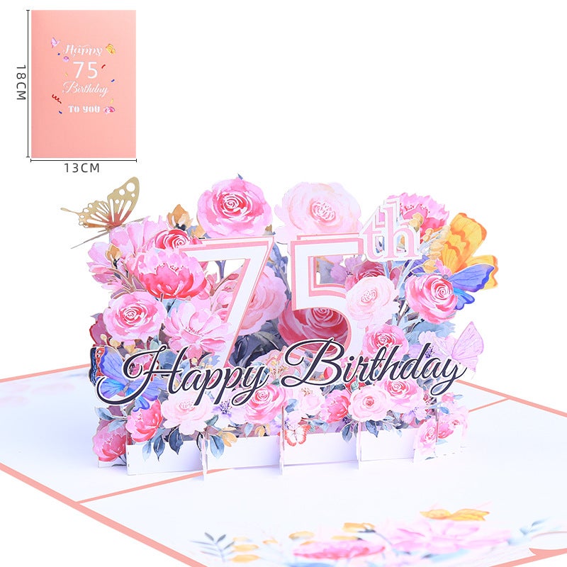 Creative Ins Flower Three-Dimensional Birthday Greeting Card Laser Hollow Writing Gift Small Fresh Handmade Blessing Special Paper - Image 1