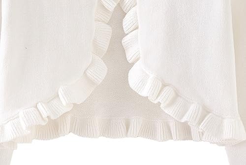 Miccina Toddler Girls Cardigan Sweater Bolero Shrug Baby Kids Long Sleeve Cropped Dress Up Button Closure Jacket Tops B-White - Image 4