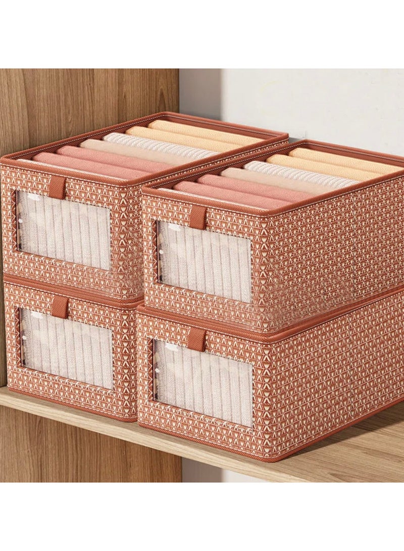 DIOTTI 4-Pack Foldable Closet Storage Boxes – Washable Fabric Bins with Handles, Cube Organizers for Clothes, Wardrobe, Bedroom, Home, and Office - Image 1