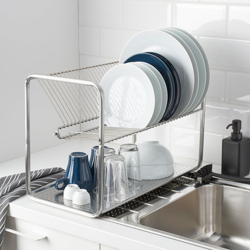 ORDNING Dish Drainer, Stainless Steel, 2-Tier, 50x27x36 cm - Image 4