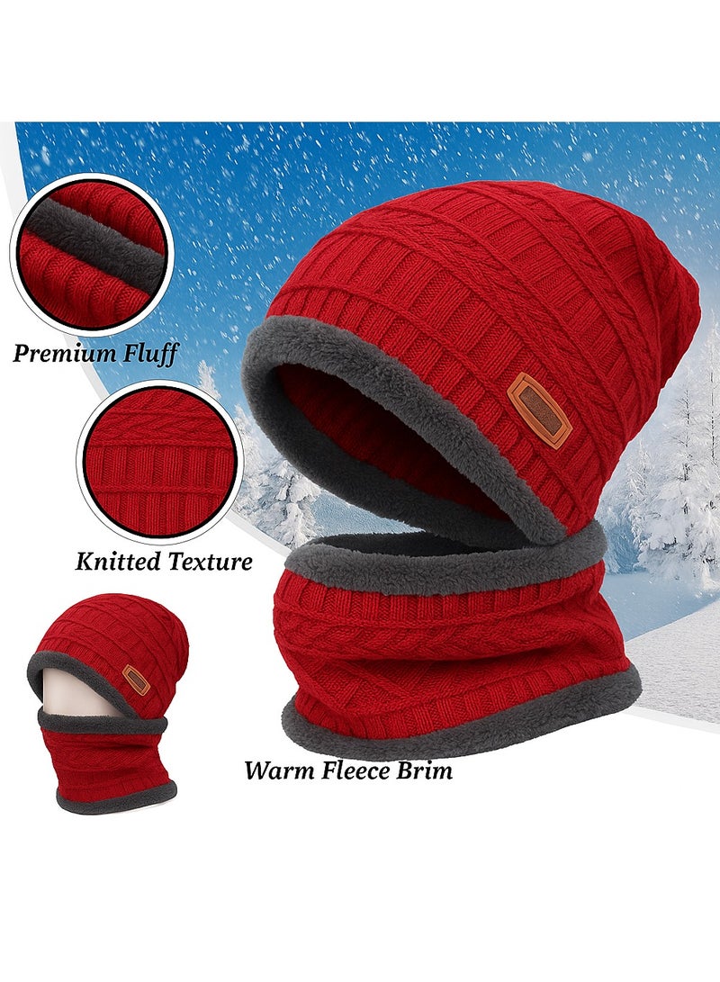 2 Pcs Kids Winter Hat and Scarf Set Ages 3 to13 Warm Knit Beanie with Plush Lining for Boys and Girls - Image 5