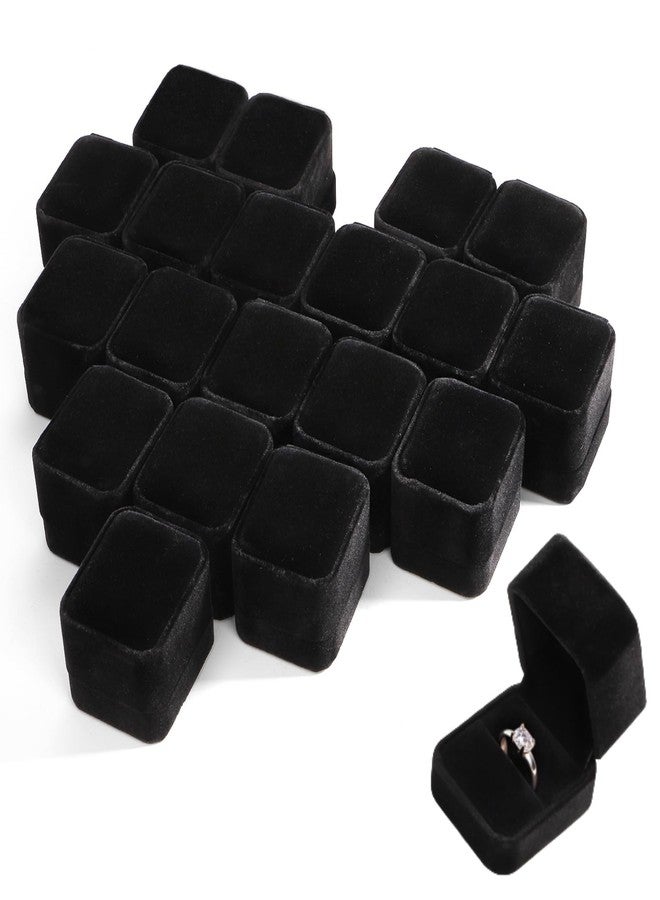ZAVOOS 20 Pieces Velvet Ring Box, Earring Jewelry Gift Display Case, Black Square Ring Pendant Storage Holder for Proposal Engagement, Wedding, Anniversary - Image 1