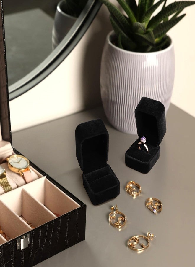 ZAVOOS 20 Pieces Velvet Ring Box, Earring Jewelry Gift Display Case, Black Square Ring Pendant Storage Holder for Proposal Engagement, Wedding, Anniversary - Image 5