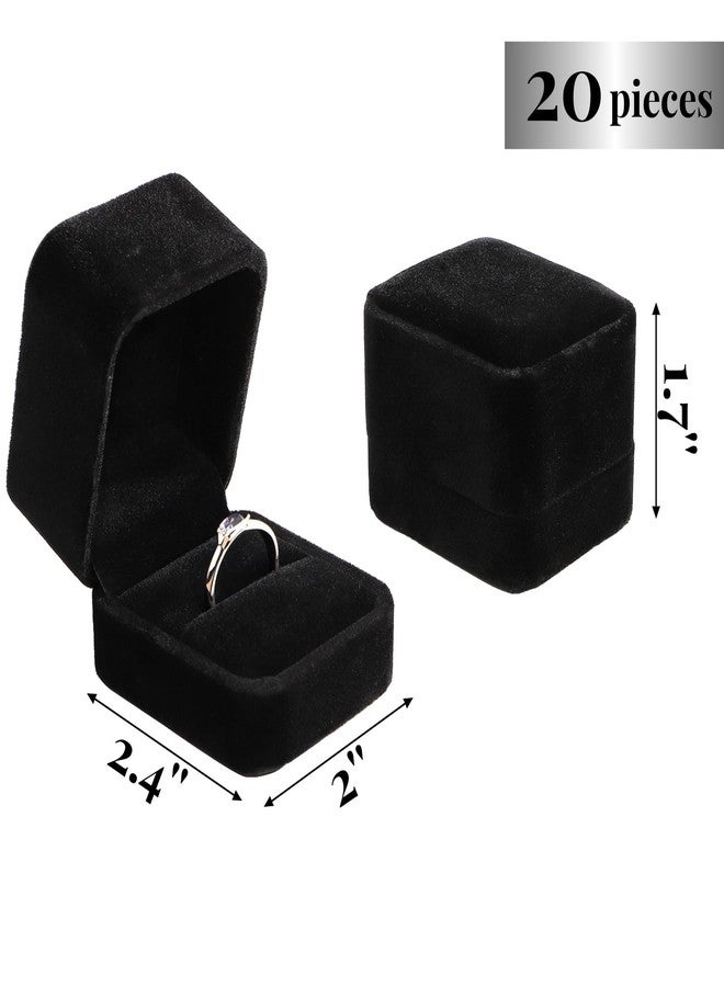 ZAVOOS 20 Pieces Velvet Ring Box, Earring Jewelry Gift Display Case, Black Square Ring Pendant Storage Holder for Proposal Engagement, Wedding, Anniversary - Image 2