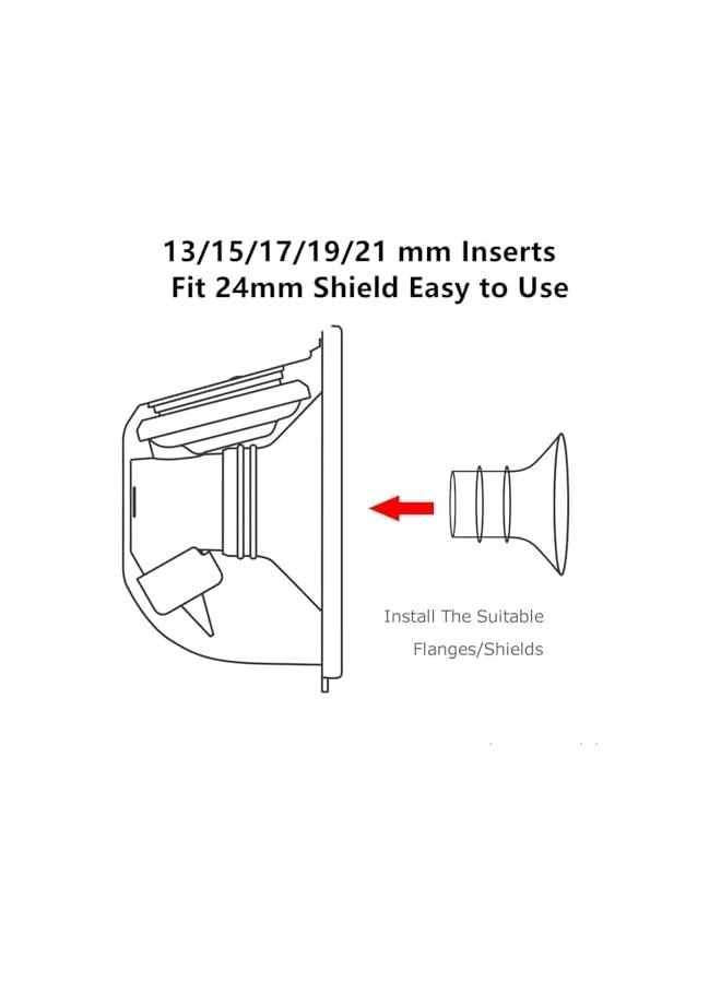 2PCS Flange Insert 17mm Compatible with Medela/Spectra/Willow/TSRETE/Momcozy S9/S12/S9Pro/S12Pro Breastpump 24mm Shields, Reduce 24mm Nipple Tunnel Down to Correct Size, Pump Parts Replace - Image 3