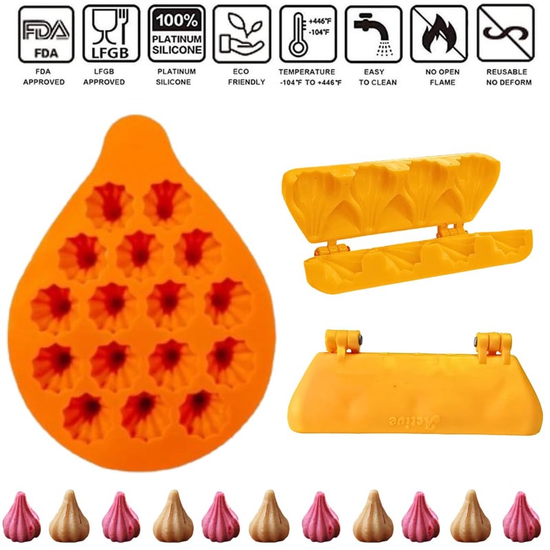 LEGACYCART 16 Cavity Silicone Modak Mould and 4 Cavity Plastic Sancha Patti Modak Maker for Making Chocolate Cake Cupcake Decoration MODAK for Ganpati Bappa Ganesh Chaturthi Festival Pack of 2 - Image 3