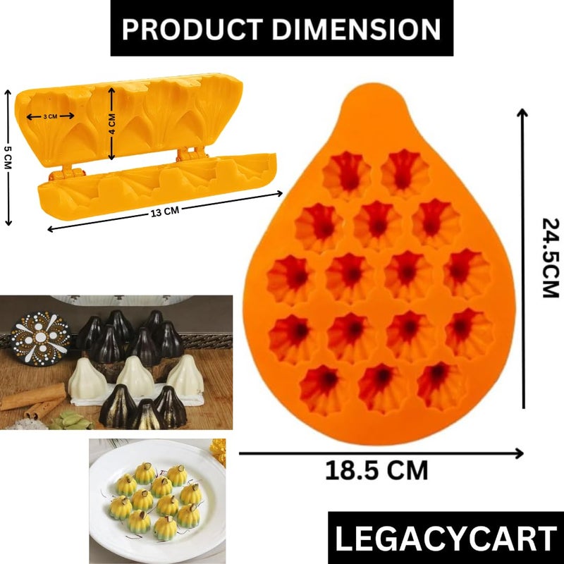 LEGACYCART 16 Cavity Silicone Modak Mould and 4 Cavity Plastic Sancha Patti Modak Maker for Making Chocolate Cake Cupcake Decoration MODAK for Ganpati Bappa Ganesh Chaturthi Festival Pack of 2 - Image 2