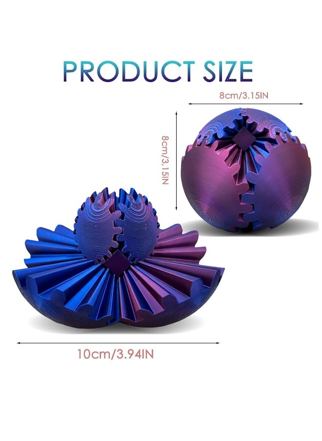 Generic - Gear Ball Fidgeting, Gear Ball - Steampunk Spinning Miracle Fidgeting Gear Ball, 3D Printed Gear Ball Gear Ball Puzzle Cube Fidgeting Toy, Spiral Screw Toy, Stress and Anxiety Relief Toy (Green Blue) - Image 1