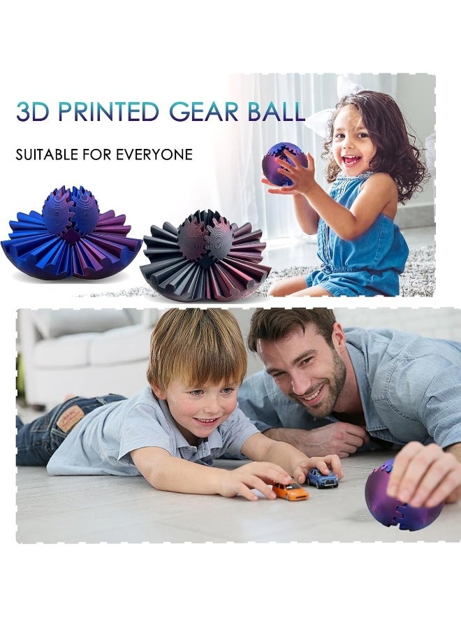 Generic - Gear Ball Fidgeting, Gear Ball - Steampunk Spinning Miracle Fidgeting Gear Ball, 3D Printed Gear Ball Gear Ball Puzzle Cube Fidgeting Toy, Spiral Screw Toy, Stress and Anxiety Relief Toy (Green Blue) - Image 1