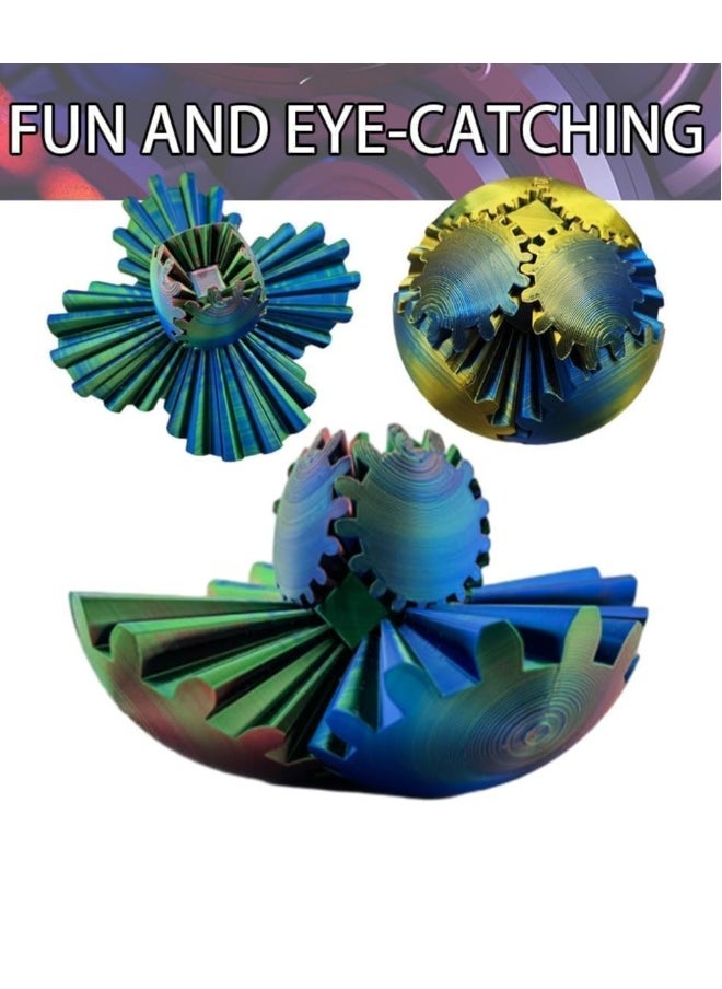 Generic - Gear Ball Fidgeting, Gear Ball - Steampunk Spinning Miracle Fidgeting Gear Ball, 3D Printed Gear Ball Gear Ball Puzzle Cube Fidgeting Toy, Spiral Screw Toy, Stress and Anxiety Relief Toy (Green Blue) - Image 1