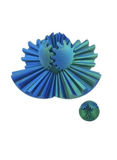Gear Ball Fidgeting, Gear Ball - Steampunk Spinning Miracle Fidgeting Gear Ball, 3D Printed Gear Ball Gear Ball Puzzle Cube Fidgeting Toy, Spiral Screw Toy, Stress and Anxiety Relief Toy (Green Blue)