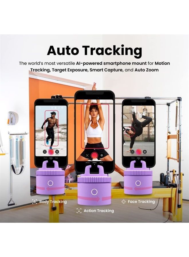 حامل هاتف بتقنية تتبع الوجه التلقائي Pod Lite، دوران 360°، تسجيل فيديو بدون استخدام اليدين - بنفسجي