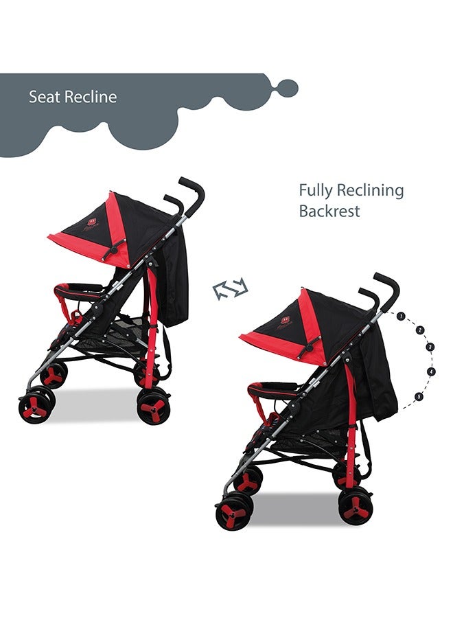 ديزني عربة ميكي ماوس خفيفة الوزن للمغامرات - مقصورة تخزين 0-36 شهرًا - تصميم مدمج - حزام كتف - مقعد قابل للتعديل والمزيد - أحمر داكن - Image 3