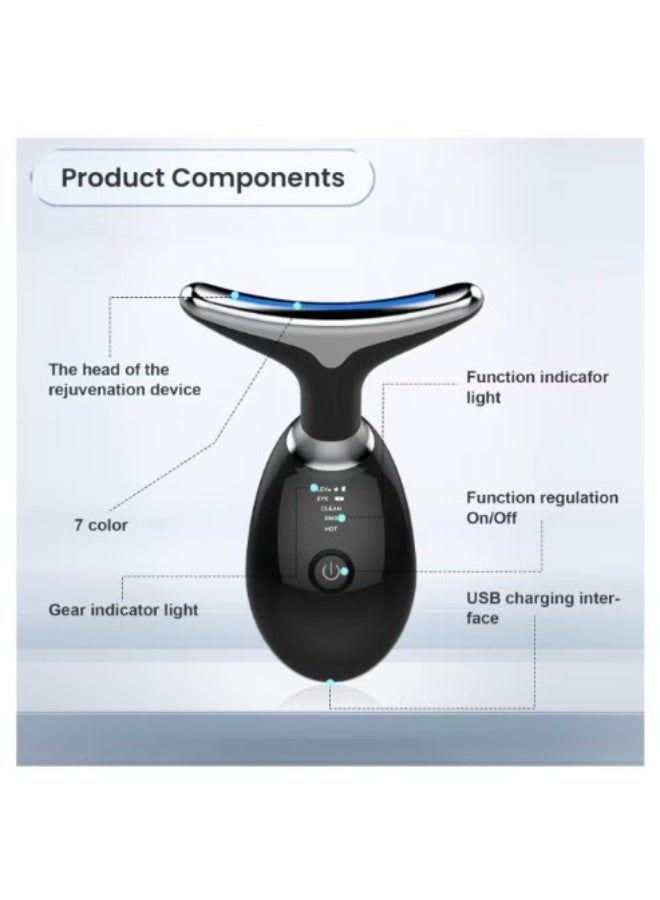 eBasket Vibration Face and Neck Massager - Triple-Action Wrinkle Remover for Skin Care, Tightening, and Smoothness (Black) - Image 3