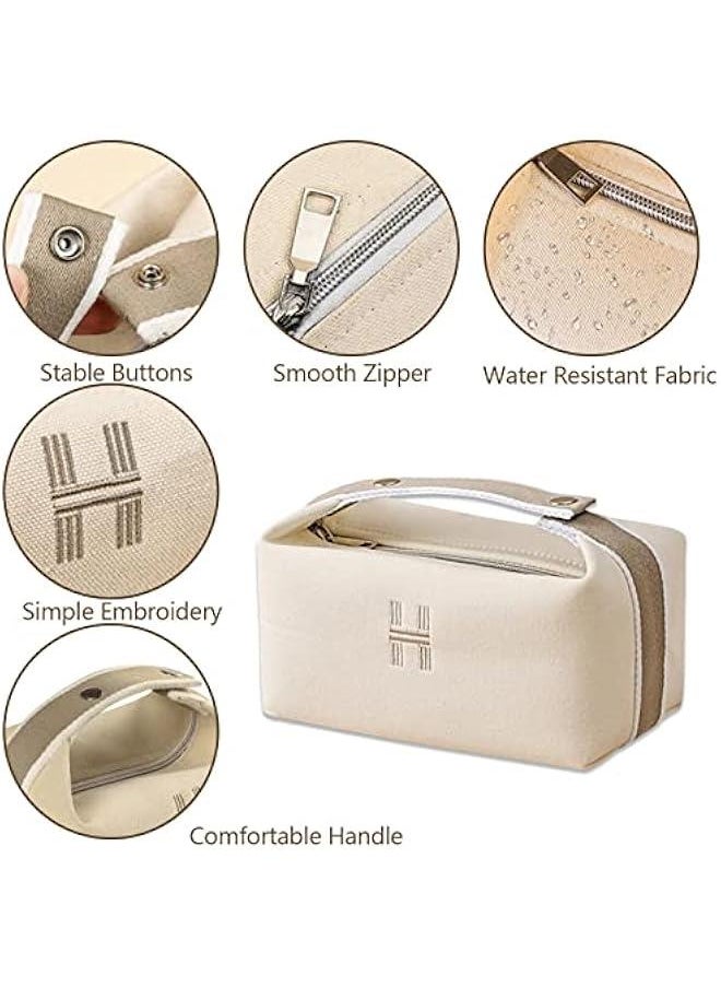 Makeup Bag Travel Toiletry Bag Small Cosmetic Bag Portable Travel Makeup Bag with Handle Fashion Canvas Makeup Organizer Bag Water Resistant for Women and Girls Beige) - pzsku/ZD4277991AEE3D4E736B0Z/45/_/1727542141/4eb97e42-d40e-46ec-93f0-52a81c55b97a