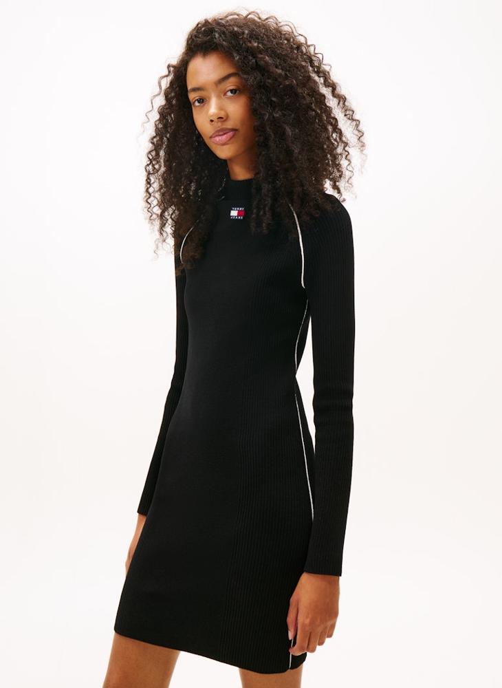 TOMMY JEANS Color Block Crew Neck Long Sleeve Mini Dress - Image 4