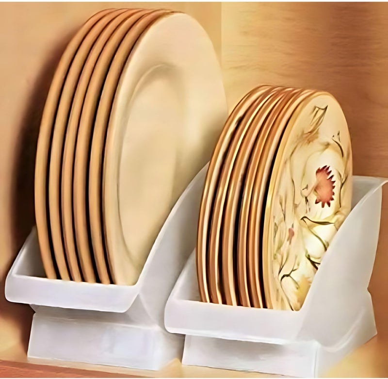 Jumbl 10Inch Veritcal Salad Plate Dessert Plate Holder Cabinet Space Saver and Organizer Plastic Plate Cradle pefect for small cabinet storage RVs apartments Comes with 1 Cradle - Image 1