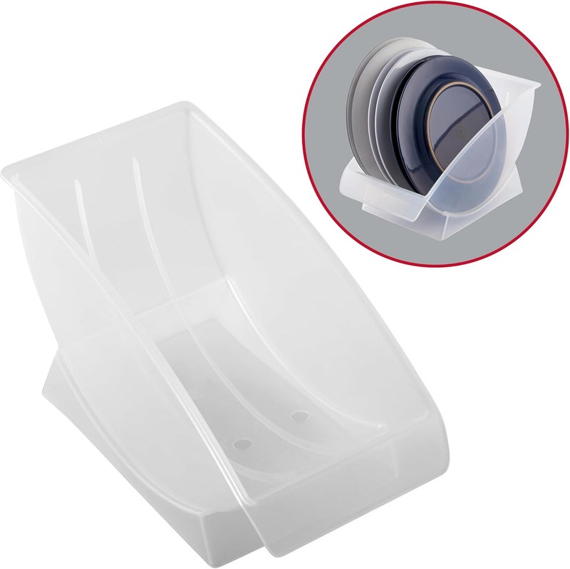 Jumbl 10Inch Veritcal Salad Plate Dessert Plate Holder Cabinet Space Saver and Organizer Plastic Plate Cradle pefect for small cabinet storage RVs apartments Comes with 1 Cradle - Image 2