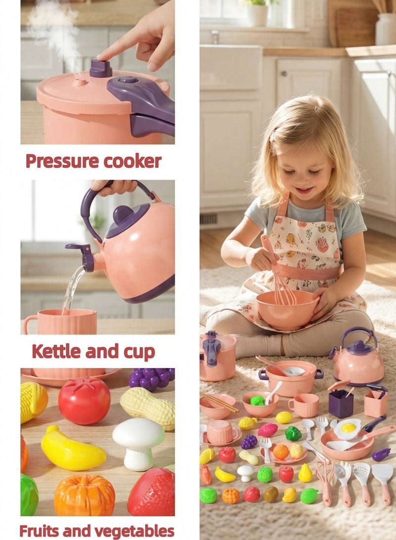 oasistrail 59-piece mini kitchen set simulates a real cooking experience – a complete toy chef set designed specifically for children and infants, featuring toys such as fruits, food, and kitchen utensils, combining educational and entertaining elements. Suitable for boys and girls, it’s an ideal gift for children’s kitchen games. - Image 4