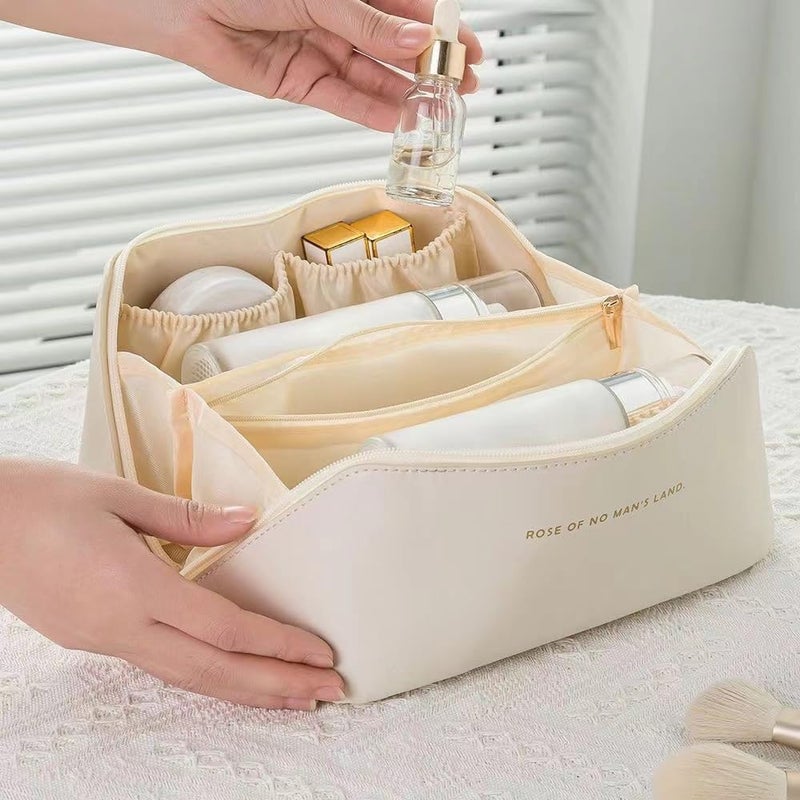 13 SOEME Travel Makeup Bag Large Capacity Cosmetic Bags for Women Multifunctional Makeup Bag for Easy Access WaterproofWaterproof Portable Pouch Open Flat Toiletry Bag - Image 2
