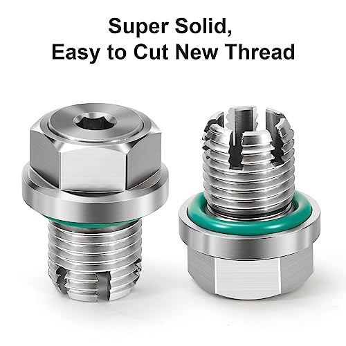 OxyGenie M12.1-1.75 x 15mm Oversize Piggyback Oil Drain Plug, Stainless Steel Self Tapping Oil Pan Thread Repair Kit - Image 5