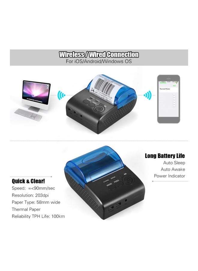 NIBEMINENT USB Thermal 3D Printer Receipt Bill With Print Functions Black/Blue  - Image 2