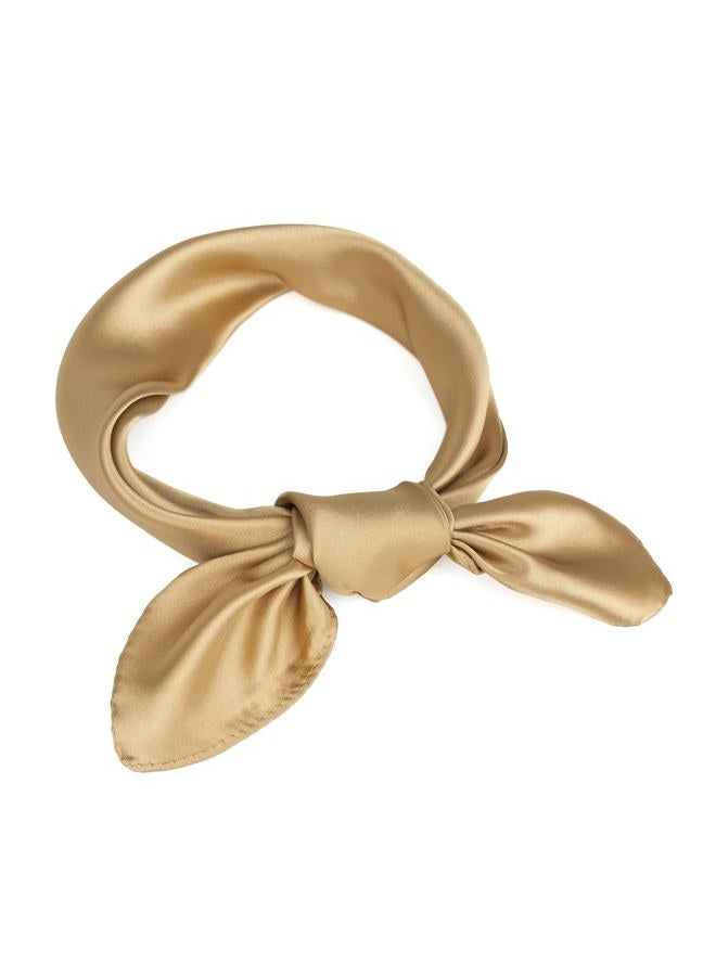 TopTie 23 Inch Square Satin Scarf, Handkerchief Bandana, Head Scarf Neck Gaiter - Golden - Image 1
