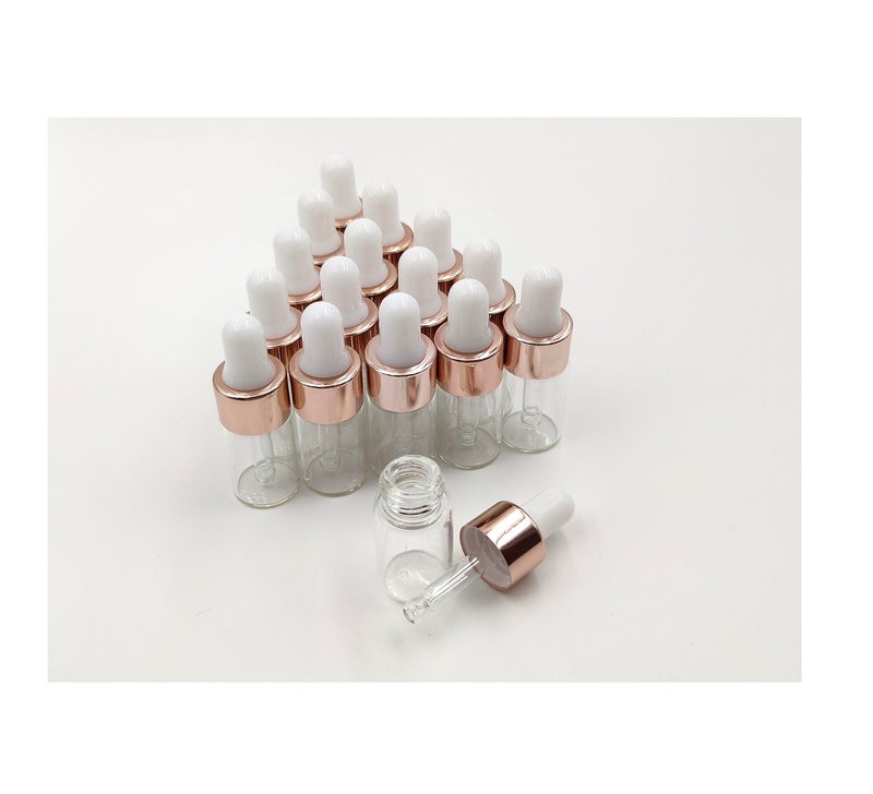 YYNGJCK 15Packs Sample Glass Dropper Bottles for Essential Oils, Mini Vials Perfume Aromatherapy Cosmetic Liquid Containers With Glass Eye Dropper (3ml) - Image 1