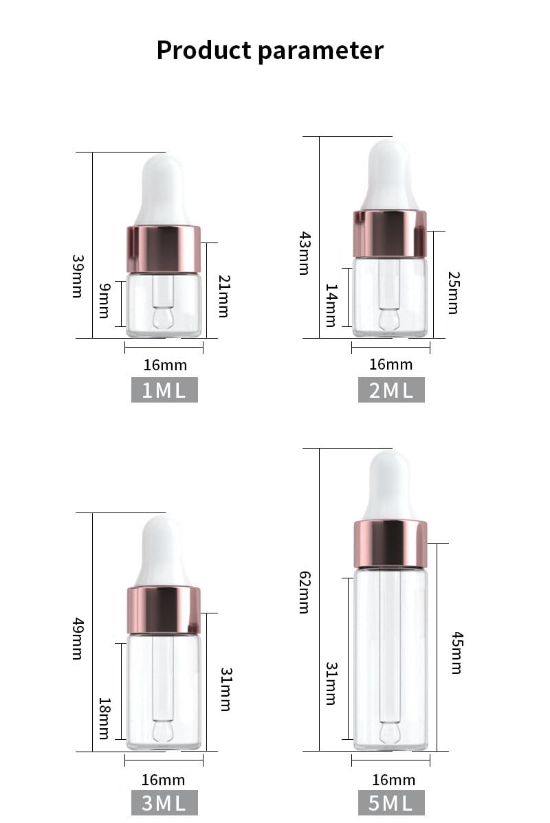 YYNGJCK 15Packs Sample Glass Dropper Bottles for Essential Oils, Mini Vials Perfume Aromatherapy Cosmetic Liquid Containers With Glass Eye Dropper (3ml) - Image 2