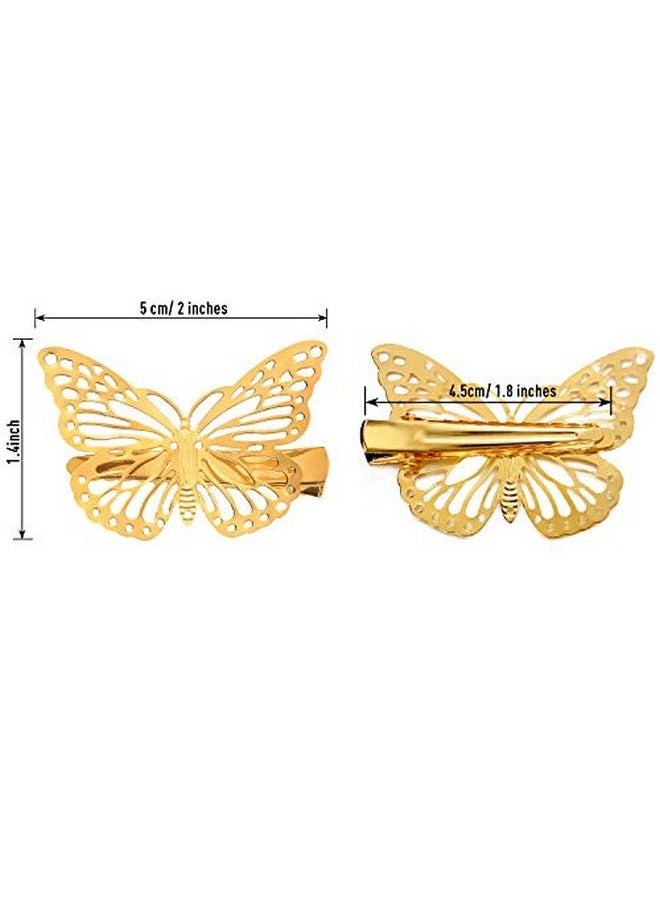 WILLBOND 24 Pieces Gold Butterfly Hair Clips Metal Butterfly Hair Clamps Metallic Hollow Butterfly Hairpins Cute Gold Hair Clips For Women Girls With Left And Right Styles  - Image 4