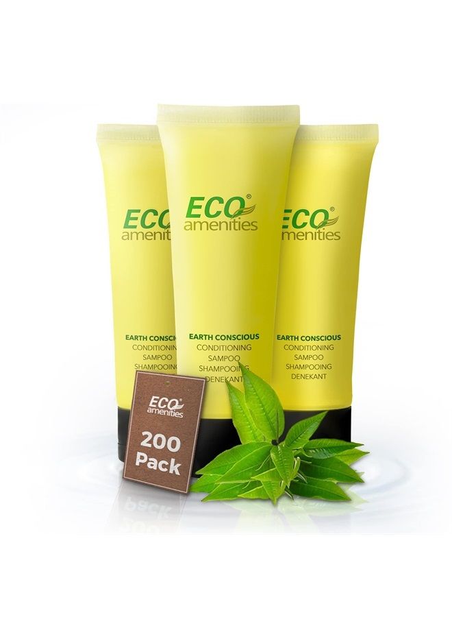 ECO Amenities Conditioning Shampoo, 200 PACK, Mini Size 1 Ounce - Travel Size Shampoo and Conditioner Sets, Mini Shampoo & Conditioner Sets - 2 in 1 Shampoo & Conditioner, Green Tea Scent - Image 1