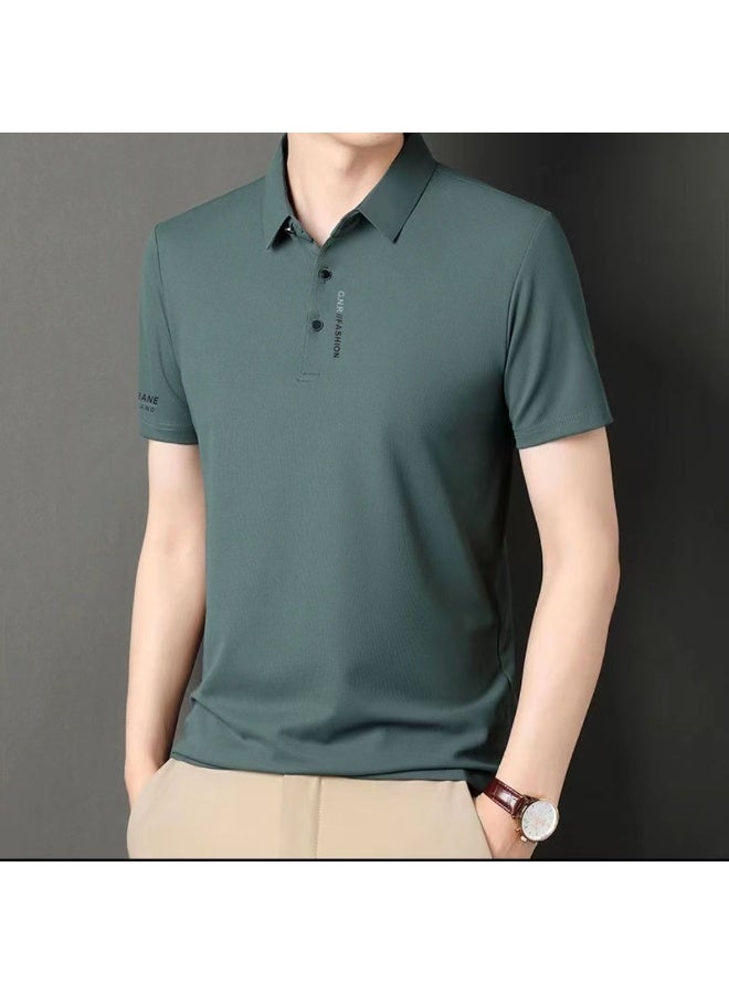 Polo Shirt Men Summer Thin Ice Silk Casual Short Sleeve Business Leisure Fit T-Shirt Comfortable Breathable Lightweight - Image 1