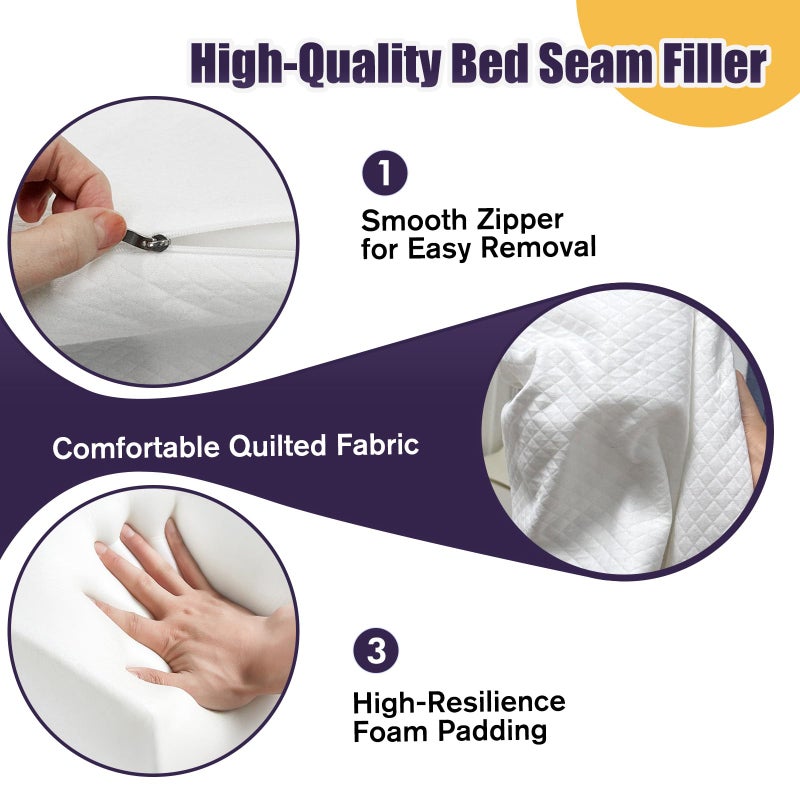 JZHLLA Triangle Bed Gap Filler Queen High Density Foam Headboard Gap Filler Pillow with 2 PCS Pockets and Removable Washable Cover, Prevent Items from Falling - Image 5