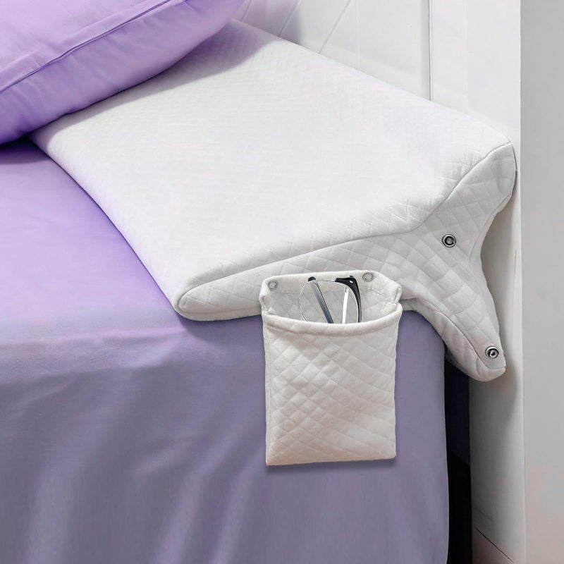 JZHLLA Triangle Bed Gap Filler Queen High Density Foam Headboard Gap Filler Pillow with 2 PCS Pockets and Removable Washable Cover, Prevent Items from Falling - Image 1