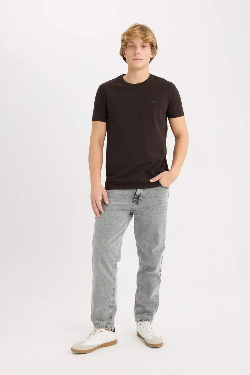 Defacto Slim Fit Crew Neck Printed Short Sleeve T-Shirt