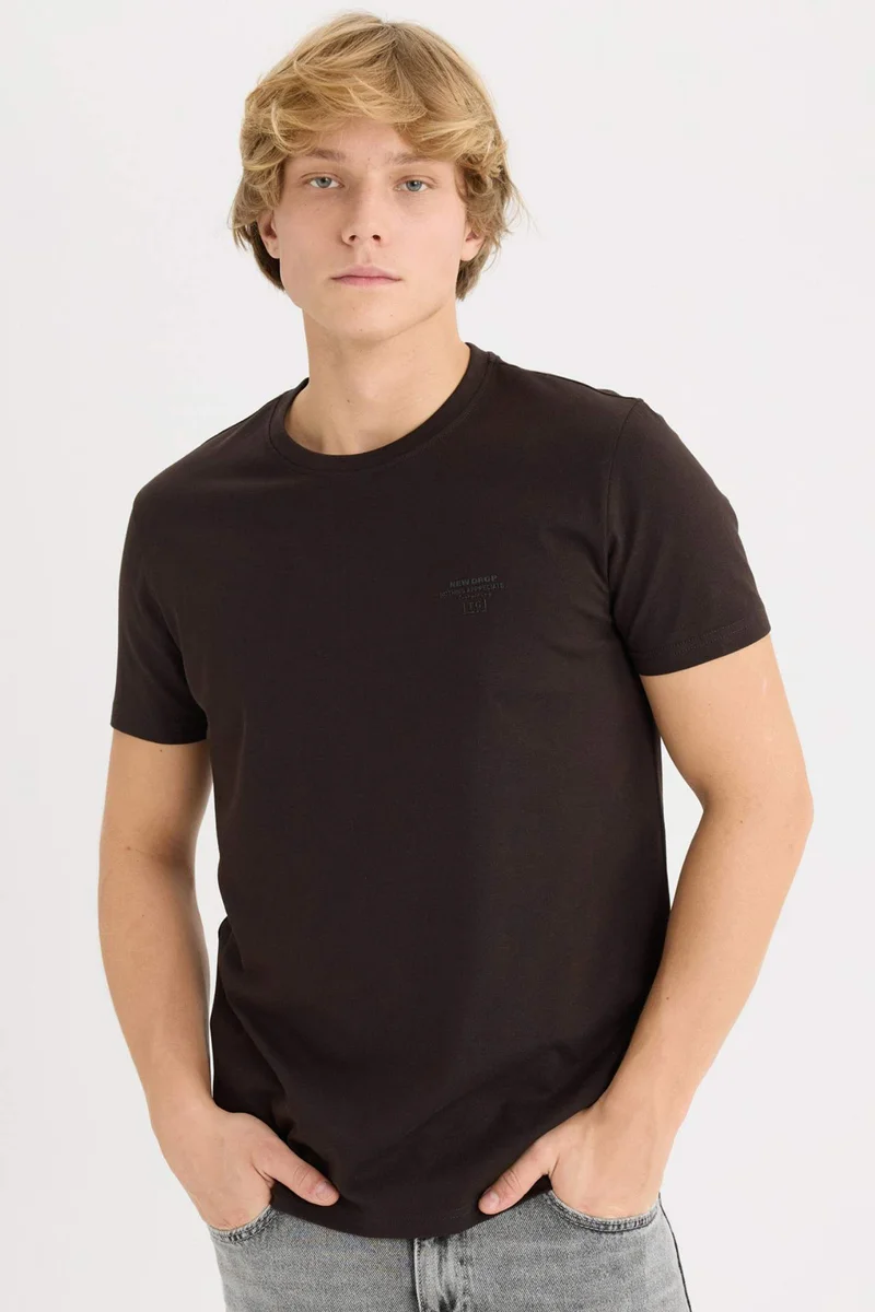 Defacto Slim Fit Crew Neck Printed Short Sleeve T-Shirt