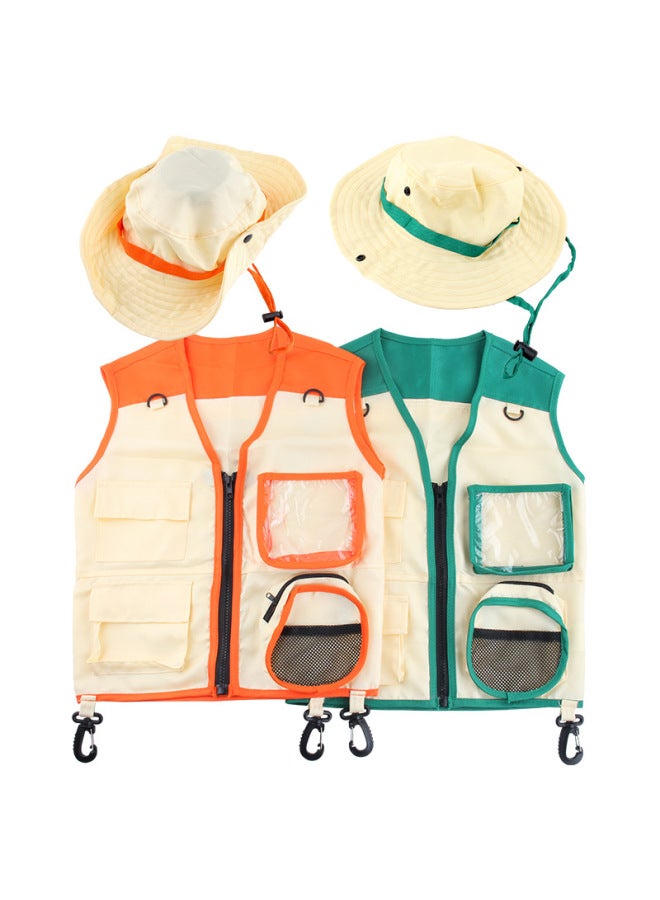 Hot Sale Kids Outdoor Explorer Clothing Vest Hat Kids Camping Equipment Role Play-Color:0813-2 Orange Insect Vest 174.6G Volume 0.39kg  - Image 2