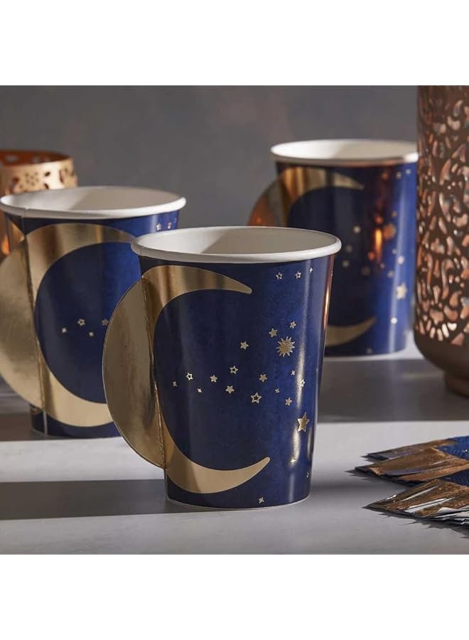 Ginger Ray Navy & Gold Pop Out Moon Paper Cups - Image 2