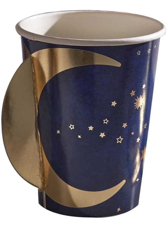 Ginger Ray Navy & Gold Pop Out Moon Paper Cups - Image 3