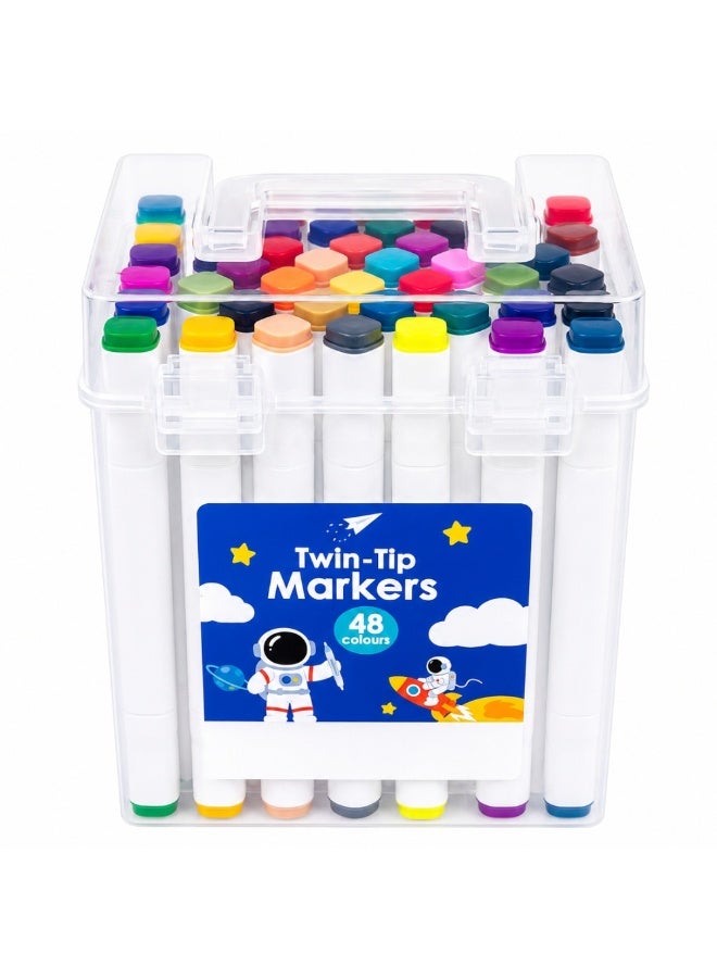 Lukadah 48 Pcs - Color Acrylic Paint Marker Set, Portable Bucket Design, Art Supplies for Drawing, Painting, Marking, Coloring, Drafting, Suitable for Plastic, Glass, Ceramic, Cardboard, Leather Surfaces, Ideal Gift for Artists & Students - Image 1