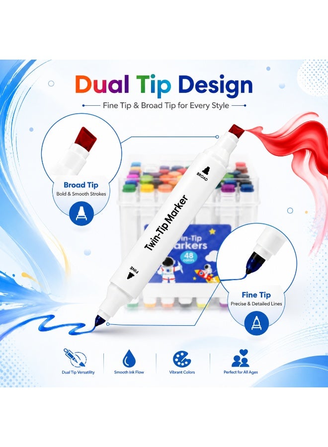 Lukadah 48 Pcs - Color Acrylic Paint Marker Set, Portable Bucket Design, Art Supplies for Drawing, Painting, Marking, Coloring, Drafting, Suitable for Plastic, Glass, Ceramic, Cardboard, Leather Surfaces, Ideal Gift for Artists & Students - Image 2