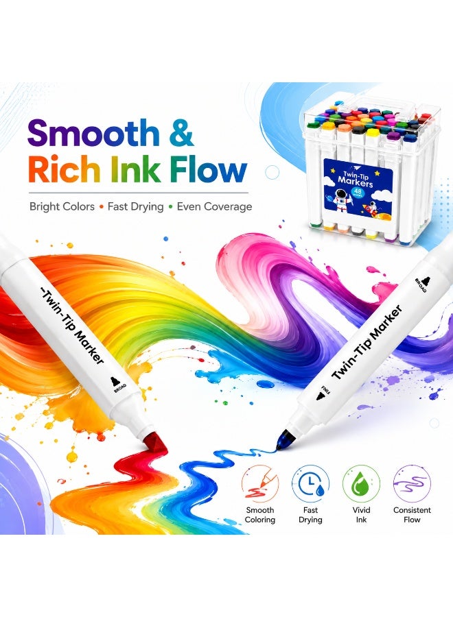 Lukadah 48 Pcs - Color Acrylic Paint Marker Set, Portable Bucket Design, Art Supplies for Drawing, Painting, Marking, Coloring, Drafting, Suitable for Plastic, Glass, Ceramic, Cardboard, Leather Surfaces, Ideal Gift for Artists & Students - Image 3