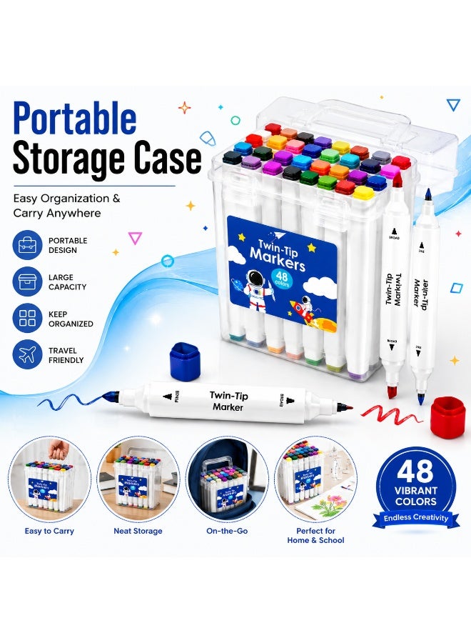 Lukadah 48 Pcs - Color Acrylic Paint Marker Set, Portable Bucket Design, Art Supplies for Drawing, Painting, Marking, Coloring, Drafting, Suitable for Plastic, Glass, Ceramic, Cardboard, Leather Surfaces, Ideal Gift for Artists & Students - Image 5