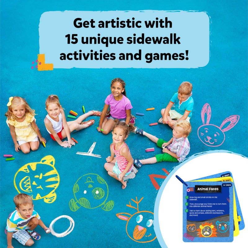 Skillmatics Sidewalk Chalk Activity Kit - Creative Outdoor Fun with 18 Washable Chalk Sticks, 15 Activities & Games for Kids, Gifts for Boys & Girls Ages 3, 4, 5, 6, 7, 8, 9, 10 - Image 3