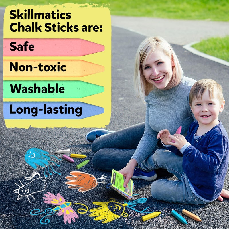 Skillmatics Sidewalk Chalk Activity Kit - Creative Outdoor Fun with 18 Washable Chalk Sticks, 15 Activities & Games for Kids, Gifts for Boys & Girls Ages 3, 4, 5, 6, 7, 8, 9, 10 - Image 4